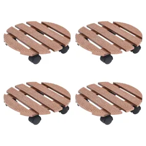 Plant Trolleys 4 pcs Brown Ø30x7,5 cm WPC