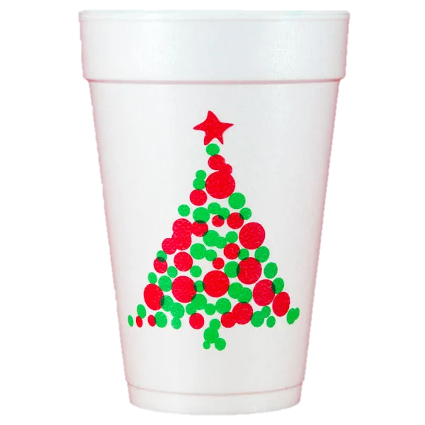 Pre-Printed Styrofoam Cups<br> Christmas Tree