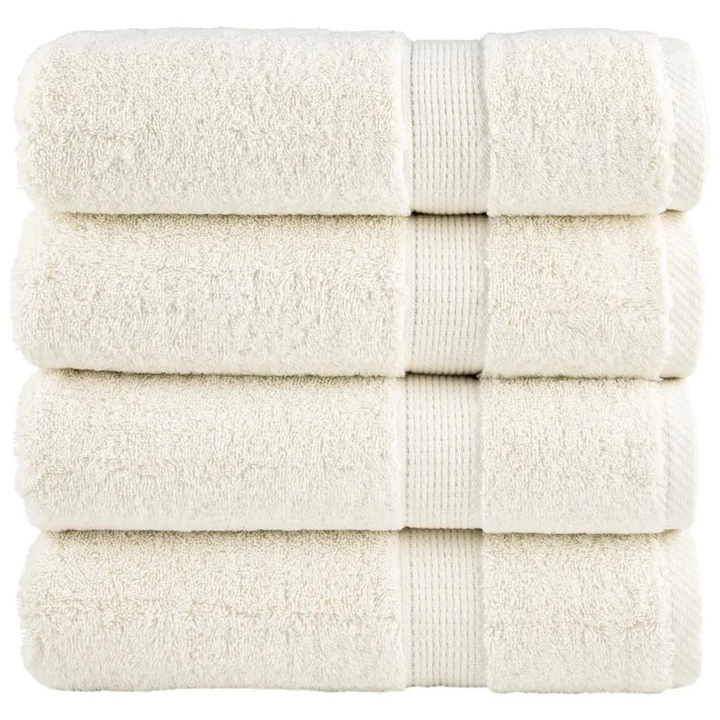 Premium Shower Towels 4 pcs Cream 70x140 cm 600 gsm 100% Cotton
