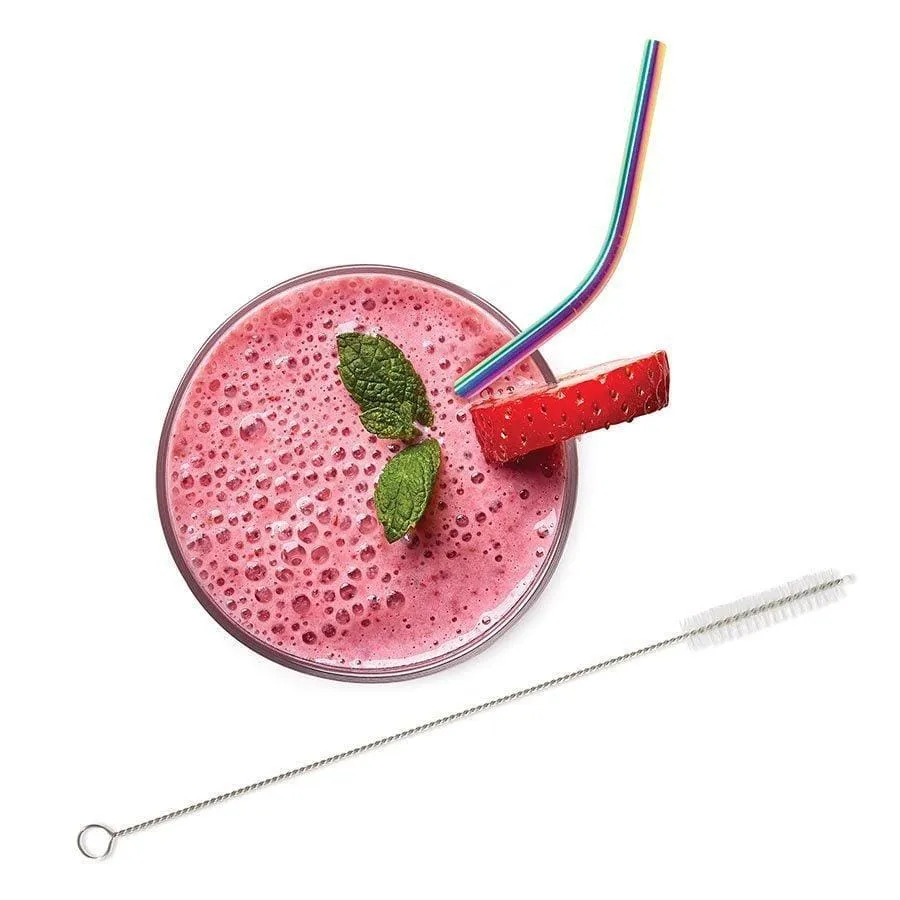 Rainbow Stainless Steel Drinking Straws - Pack of 4