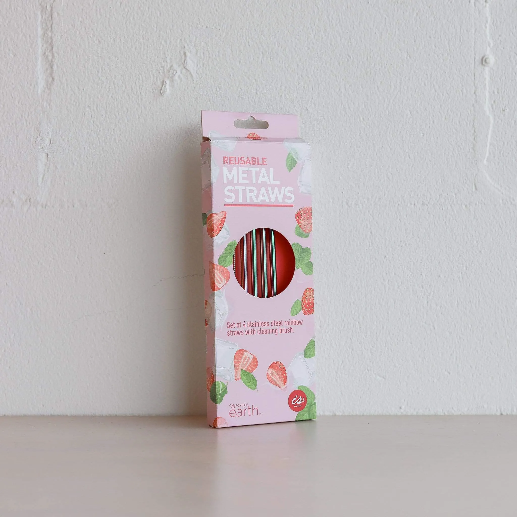 Rainbow Stainless Steel Drinking Straws - Pack of 4