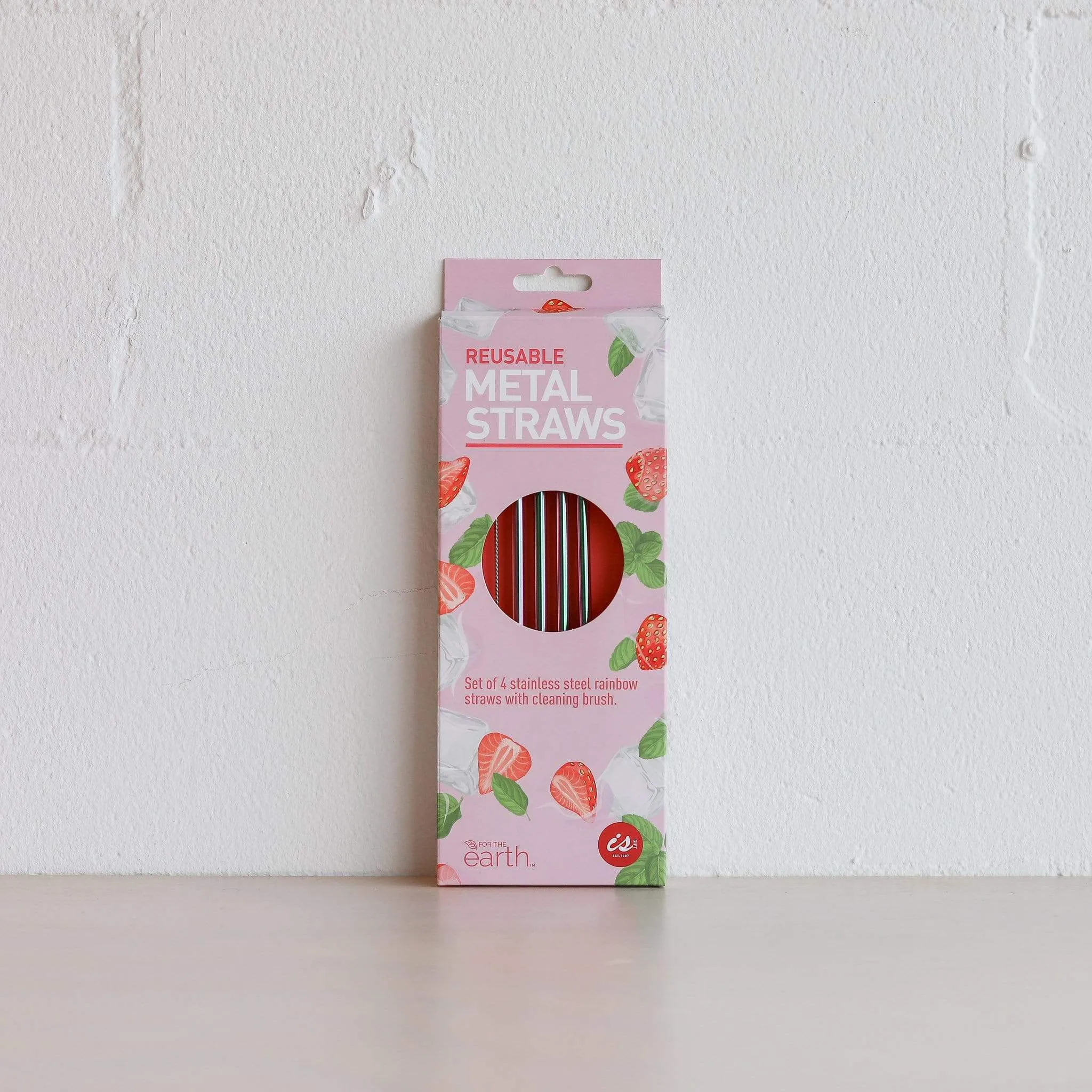 Rainbow Stainless Steel Drinking Straws - Pack of 4