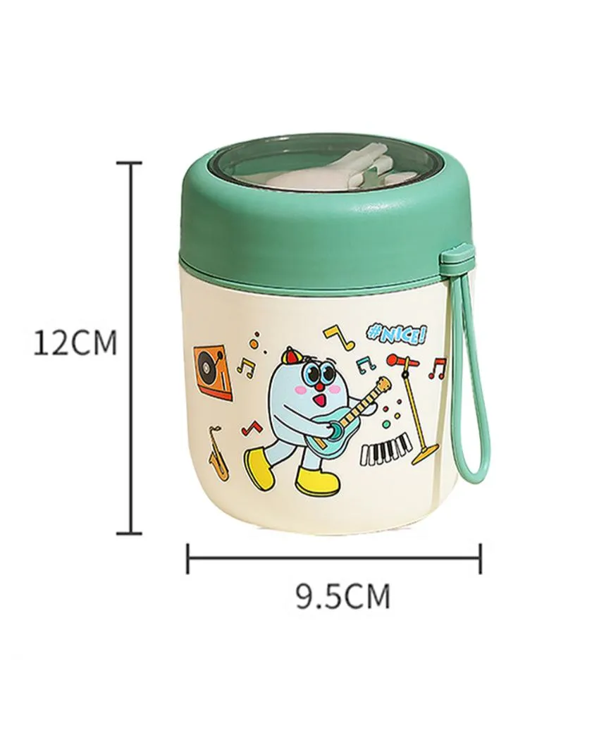Rockstar Theme Stainless Steel Spoon & Soup Salad Tiffin Box with Insulated Bag