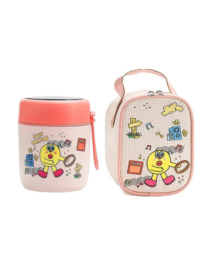 Rockstar Theme Stainless Steel Spoon & Soup Salad Tiffin Box with Insulated Bag