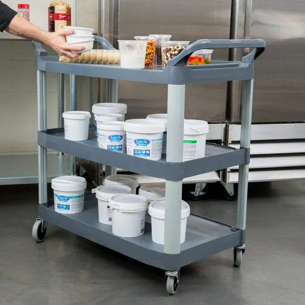 RUBBERMAID 3 SHELF UTILITY CART - GRAY