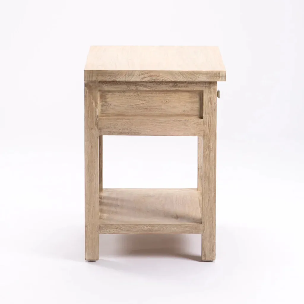 SARI WHITEWASH 1 DRAWER PEDESTAL