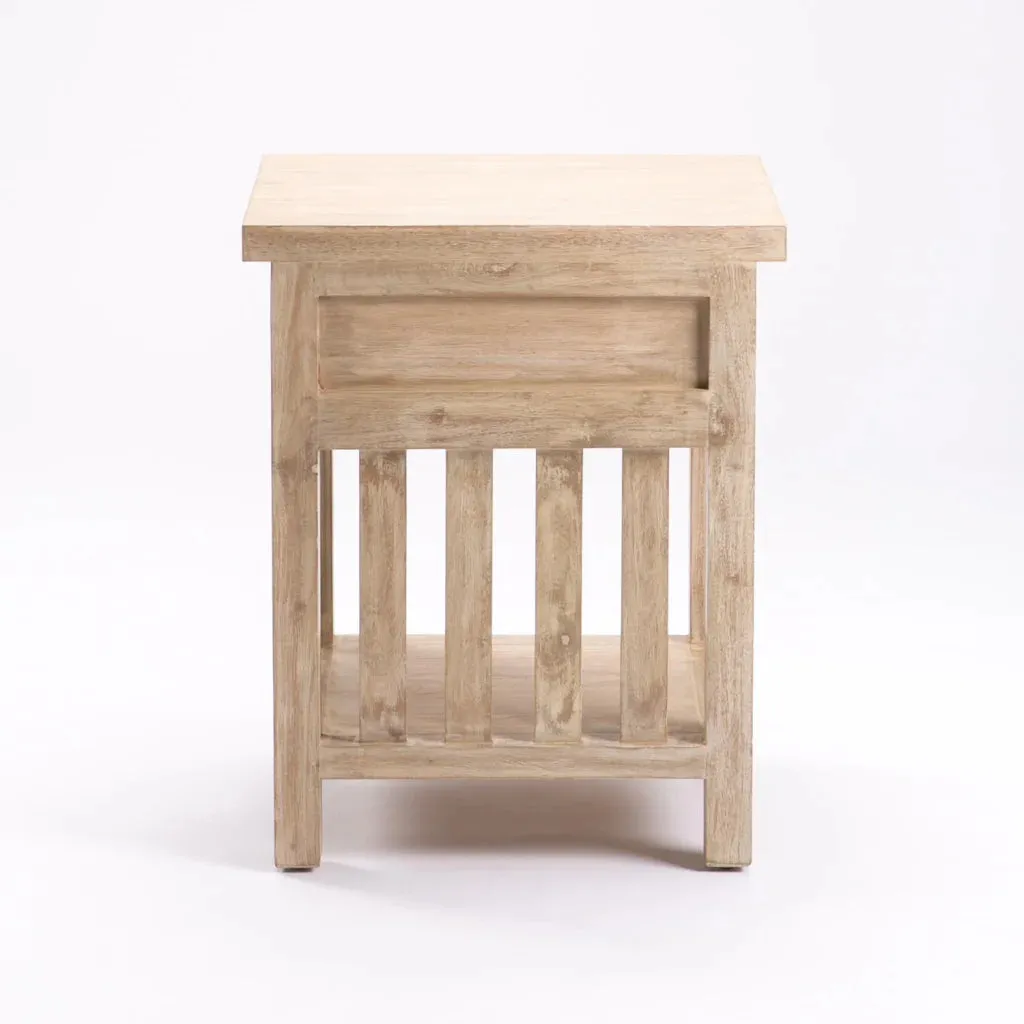SARI WHITEWASH 1 DRAWER PEDESTAL