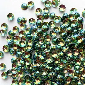 Sequins - Cup - Circle - 6mm - Green with Blue and Copper Lights (S289)