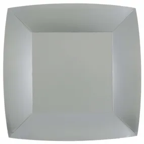 Silver Large Square Compostable Lunch Party Paper Plates, 9 Inches, 10 Count