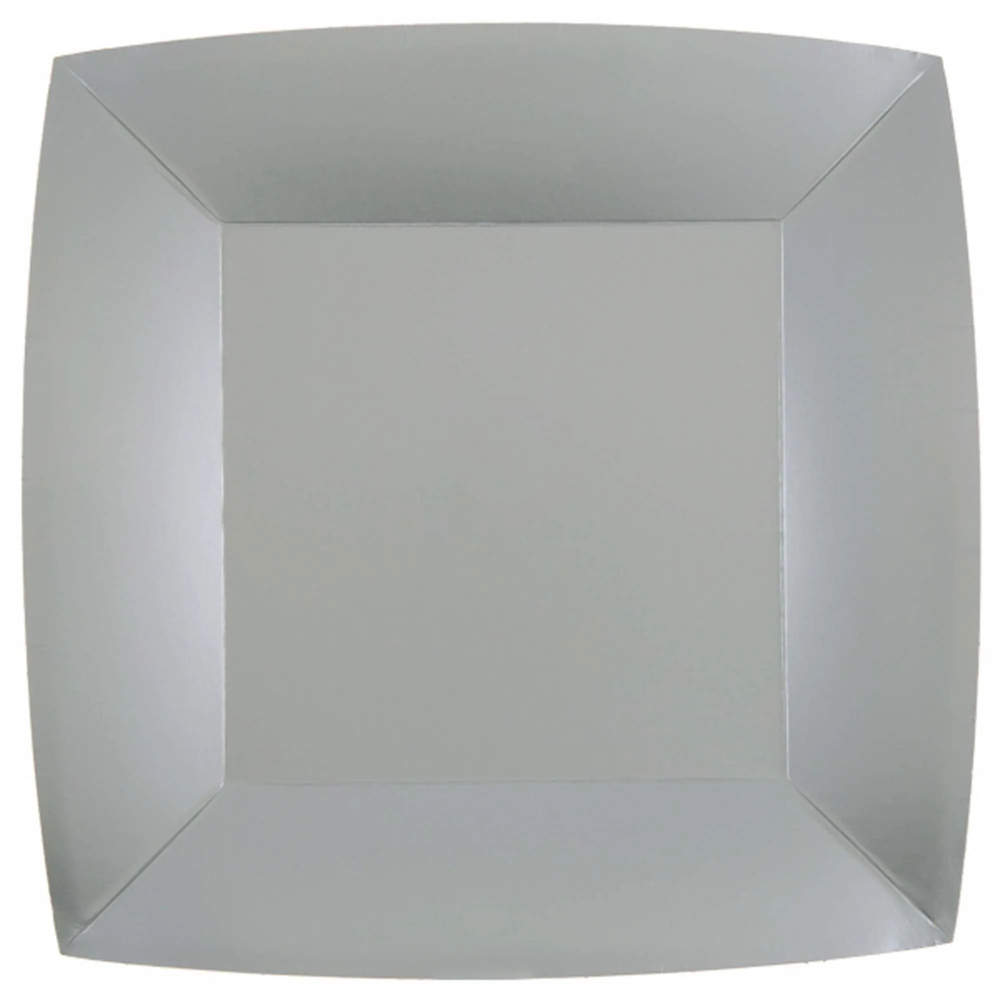 Silver Large Square Compostable Lunch Party Paper Plates, 9 Inches, 10 Count