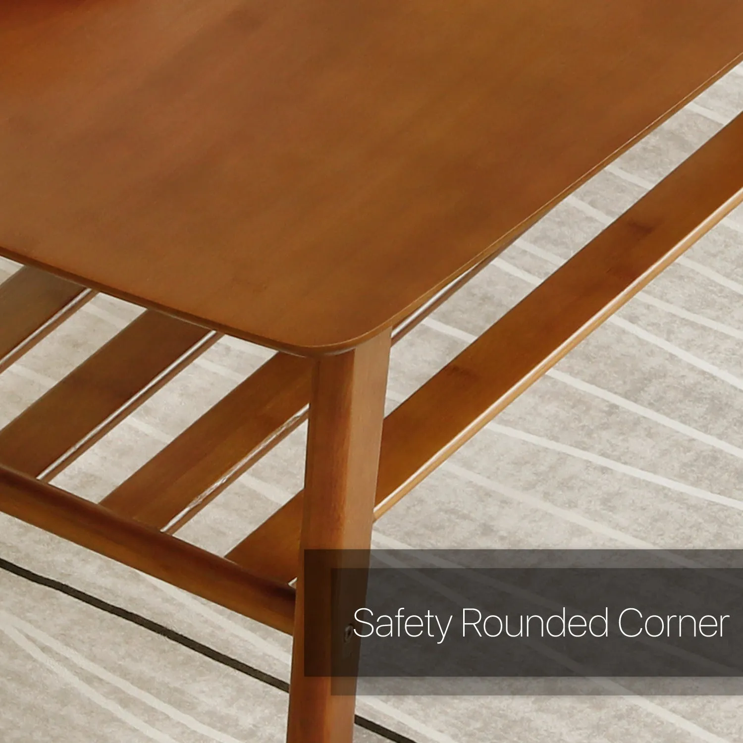 Simple Coffee Table - with Storage Shelf - 48" - Brown