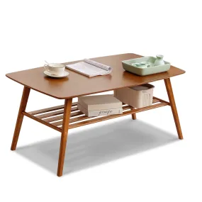 Simple Coffee Table - with Storage Shelf - 48" - Brown