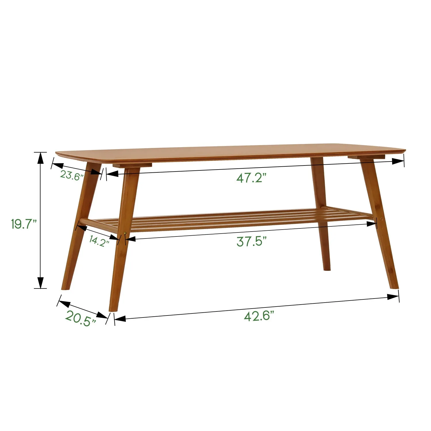 Simple Coffee Table - with Storage Shelf - 48" - Brown