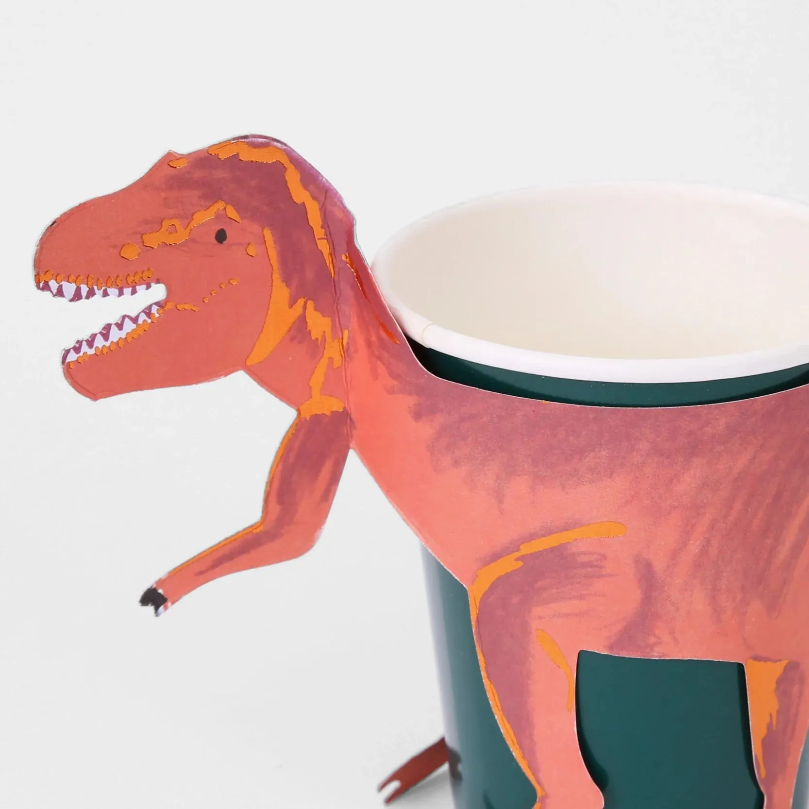 T-Rex Party Cups, Set of 8 Hot or Cold Paper Cups and 8 T-Rex Sleeves, Perfect for a Dinosaur-Themed Party!