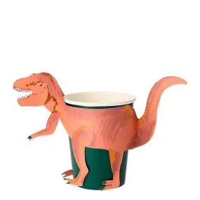 T-Rex Party Cups, Set of 8 Hot or Cold Paper Cups and 8 T-Rex Sleeves, Perfect for a Dinosaur-Themed Party!