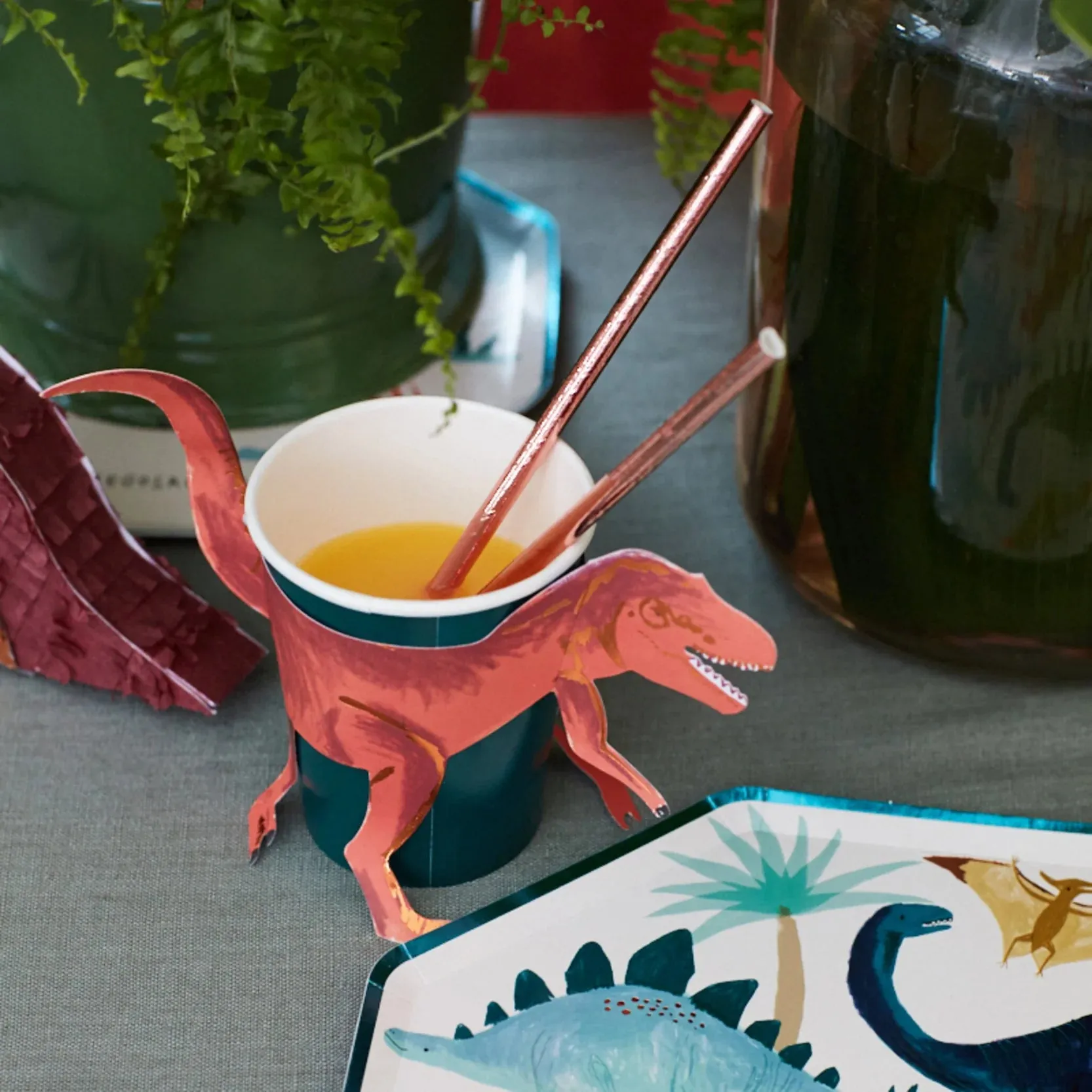 T-Rex Party Cups, Set of 8 Hot or Cold Paper Cups and 8 T-Rex Sleeves, Perfect for a Dinosaur-Themed Party!
