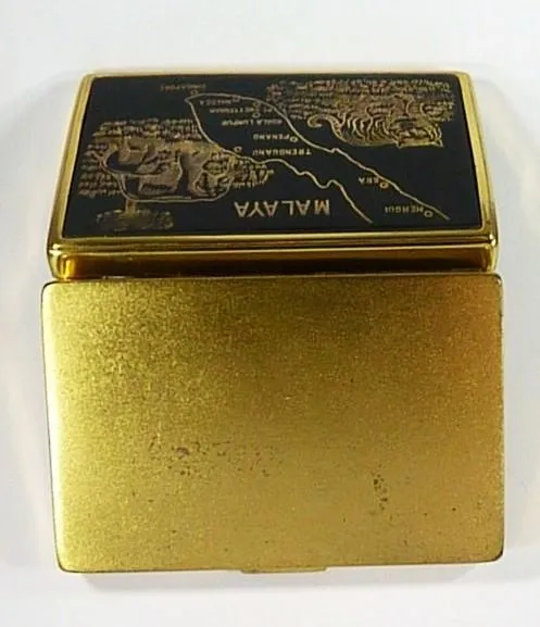Vintage Clover Malaya Music Box With Tiger And Elephants Unused 1950s Plays Annie Laurie