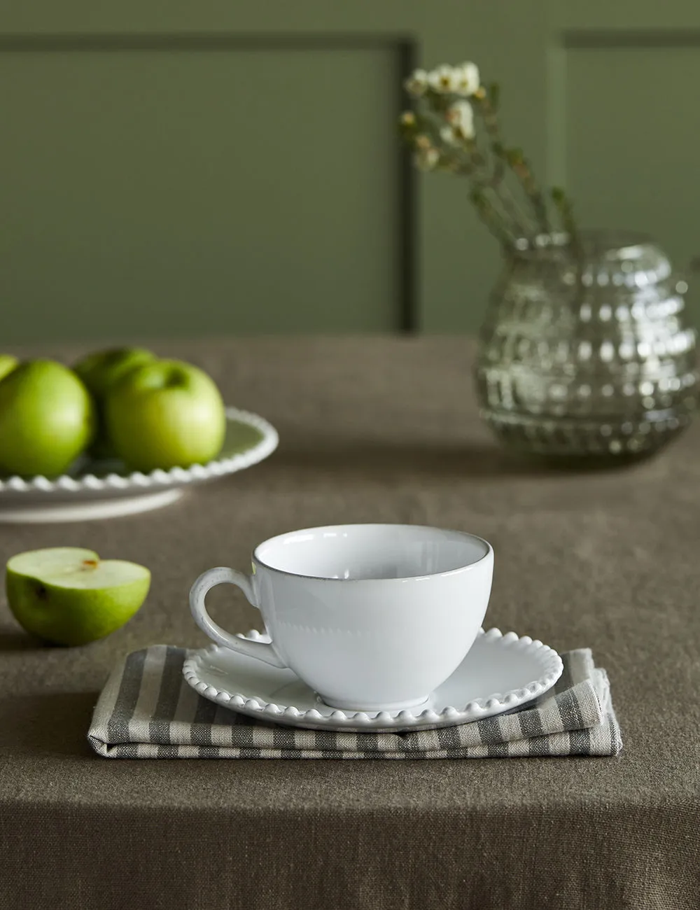 White Pearl Stoneware Cup and Saucer