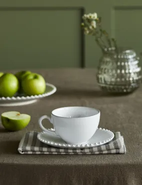 White Pearl Stoneware Cup and Saucer