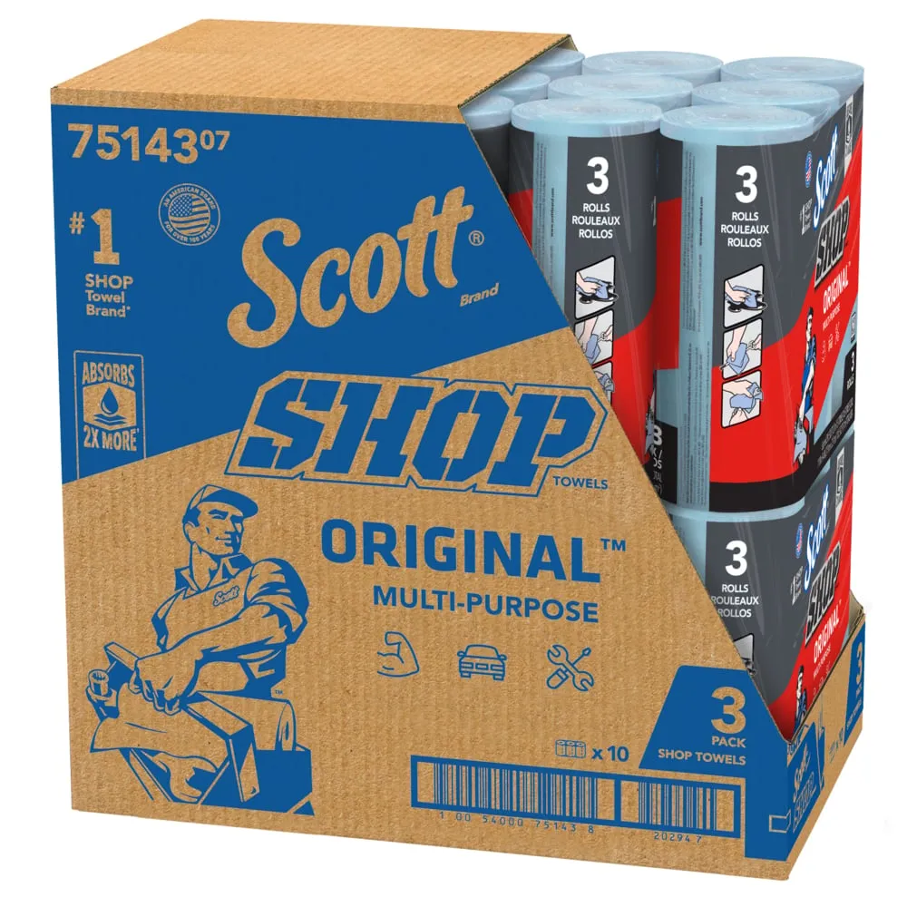 Wipers - Scott® Shop Towels Original™ (Case of 30 Rolls), 75143