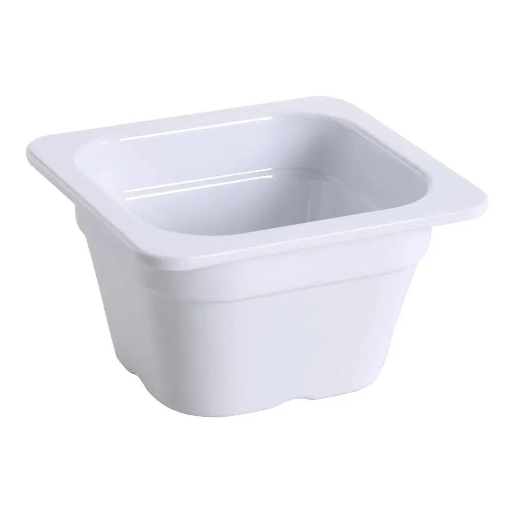 Yanco GN-707 6.93" Rectangular GN Pan 1/6, Melamine, White, 0.9L - Pack of 6