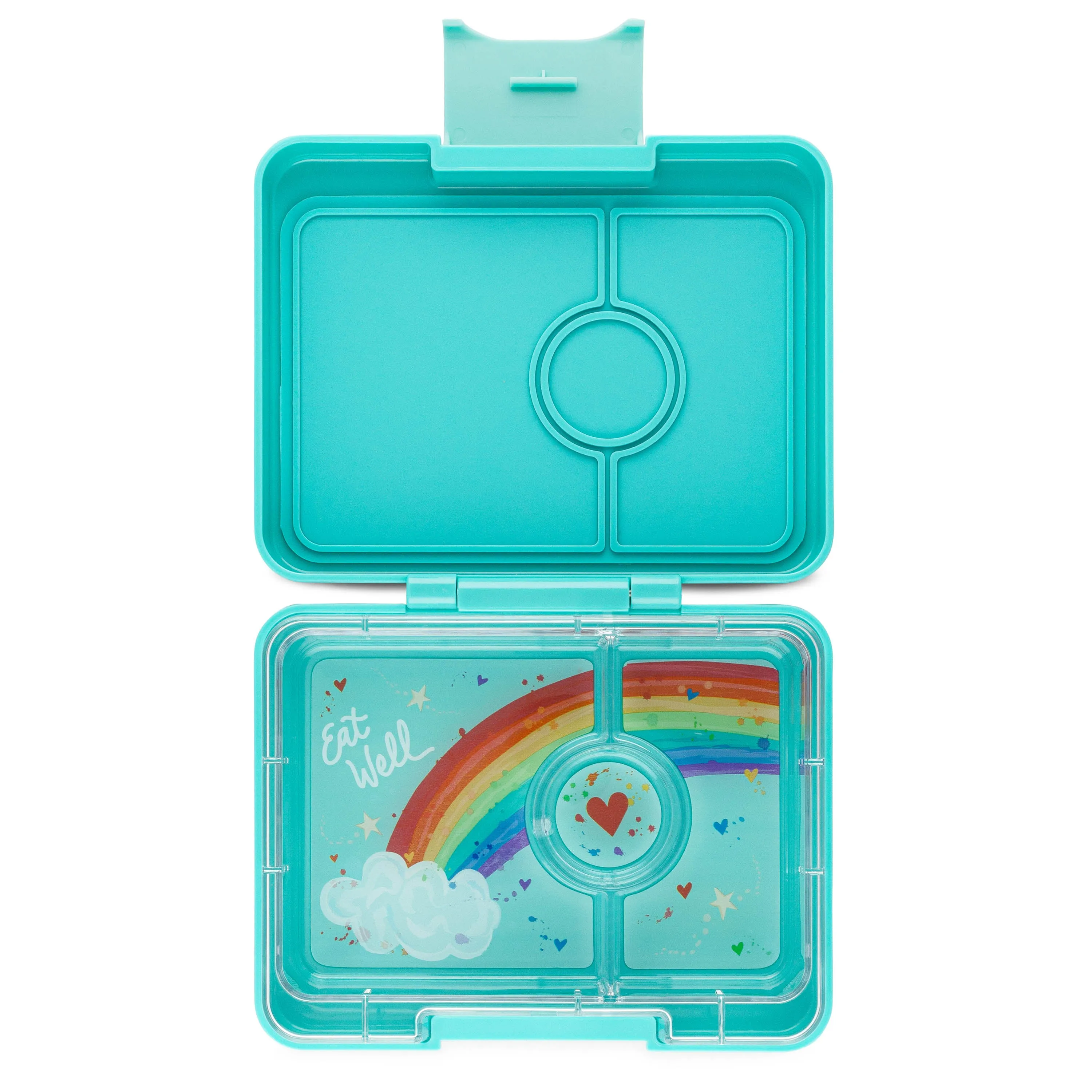 Yumbox Mini Snack 3-Compartment Lunch Box - Misty Aqua Rainbow