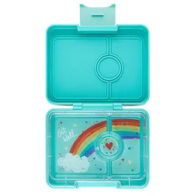 Yumbox Mini Snack 3-Compartment Lunch Box - Misty Aqua Rainbow