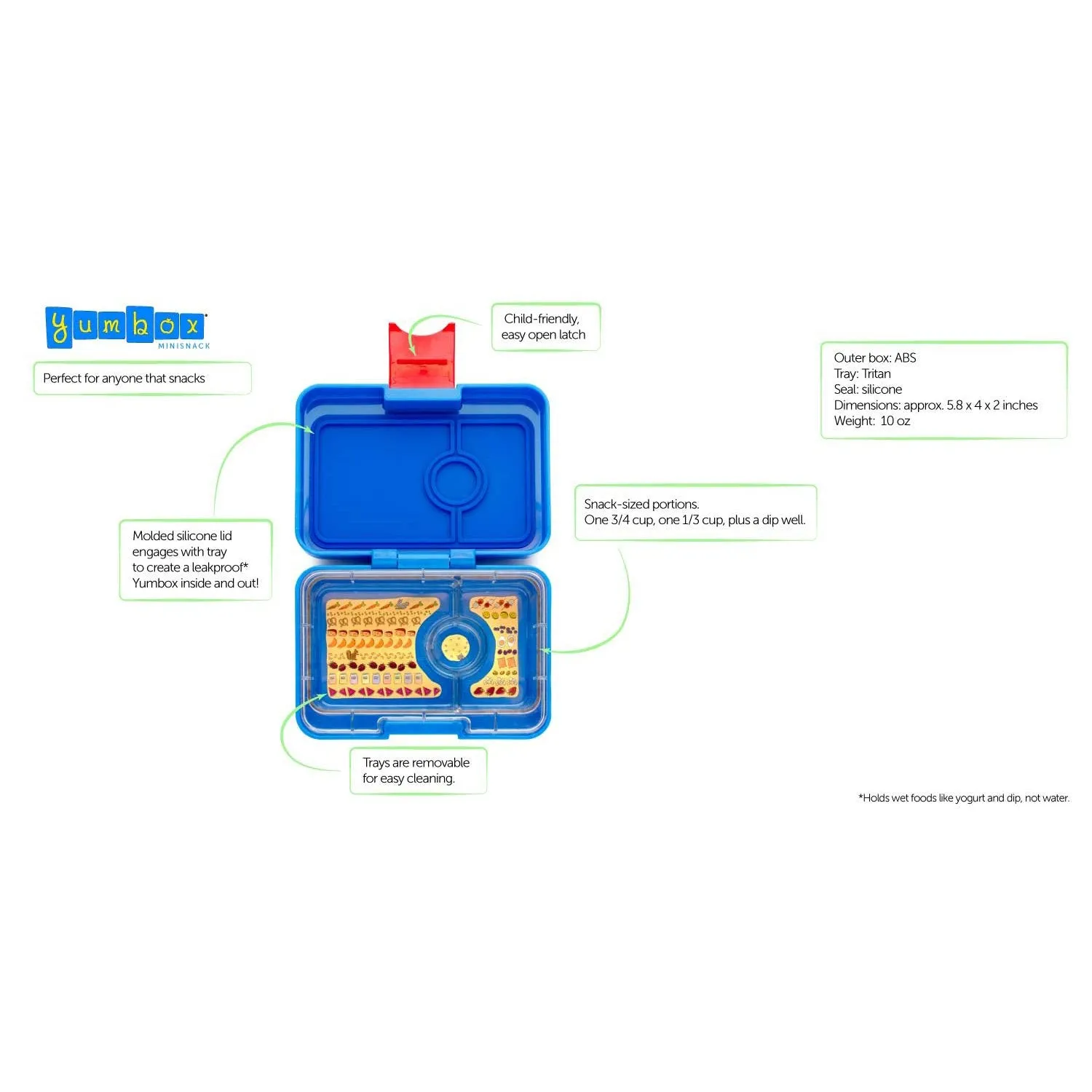 Yumbox Mini Snack 3-Compartment Lunch Box - Misty Aqua Toucan